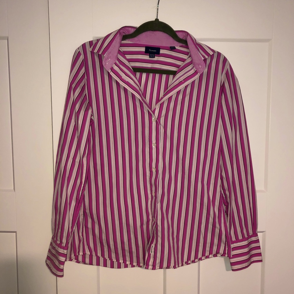 Falconnable pink striped button down shirt